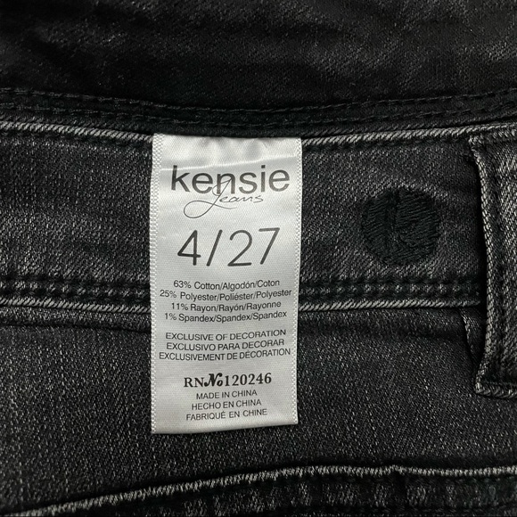 KENSIE Ankle Crop Pearl Accent High Rise Denim Jeans in Black - Picture 9 of 11